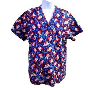 101 Dalmatians Scrub Top Size Small Puppy Dog Hearts Peaches Brand EUC
